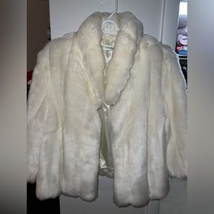 White faux fur Calvin Klein Coat